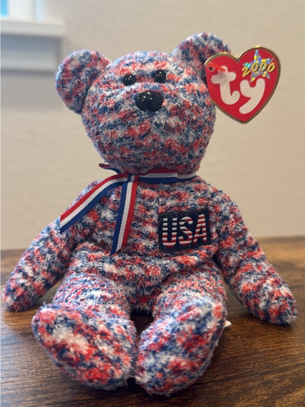 Ty USA Bear Plush - Red, White, Blue Knit